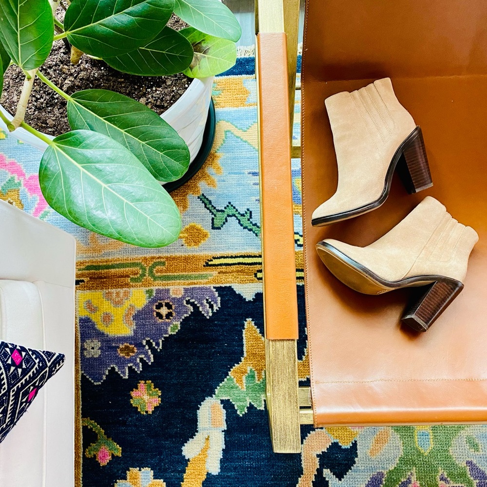 Joie Tan Suede Leather Booties Sz 36.5